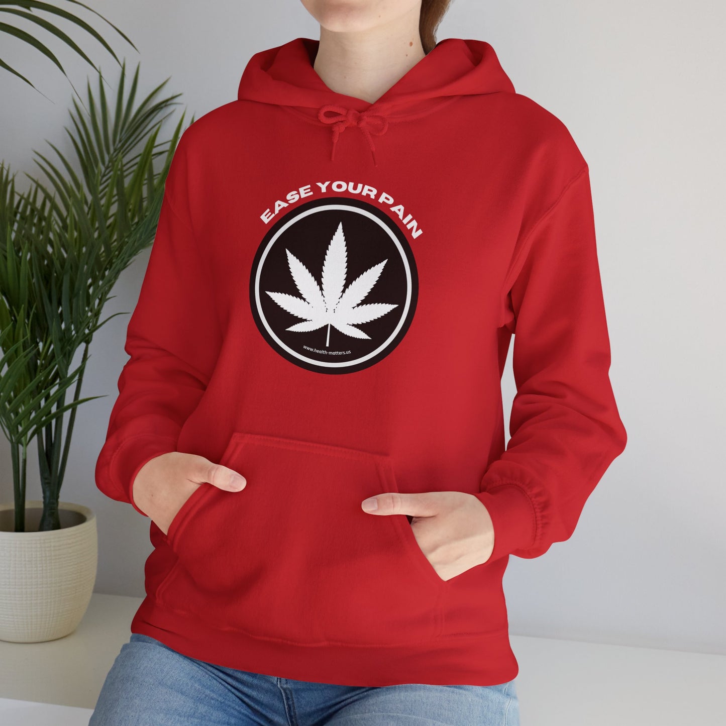 Health Matters Ease Your Pain THC Leaf Unisex Hooded Cannabis Sweatshirt