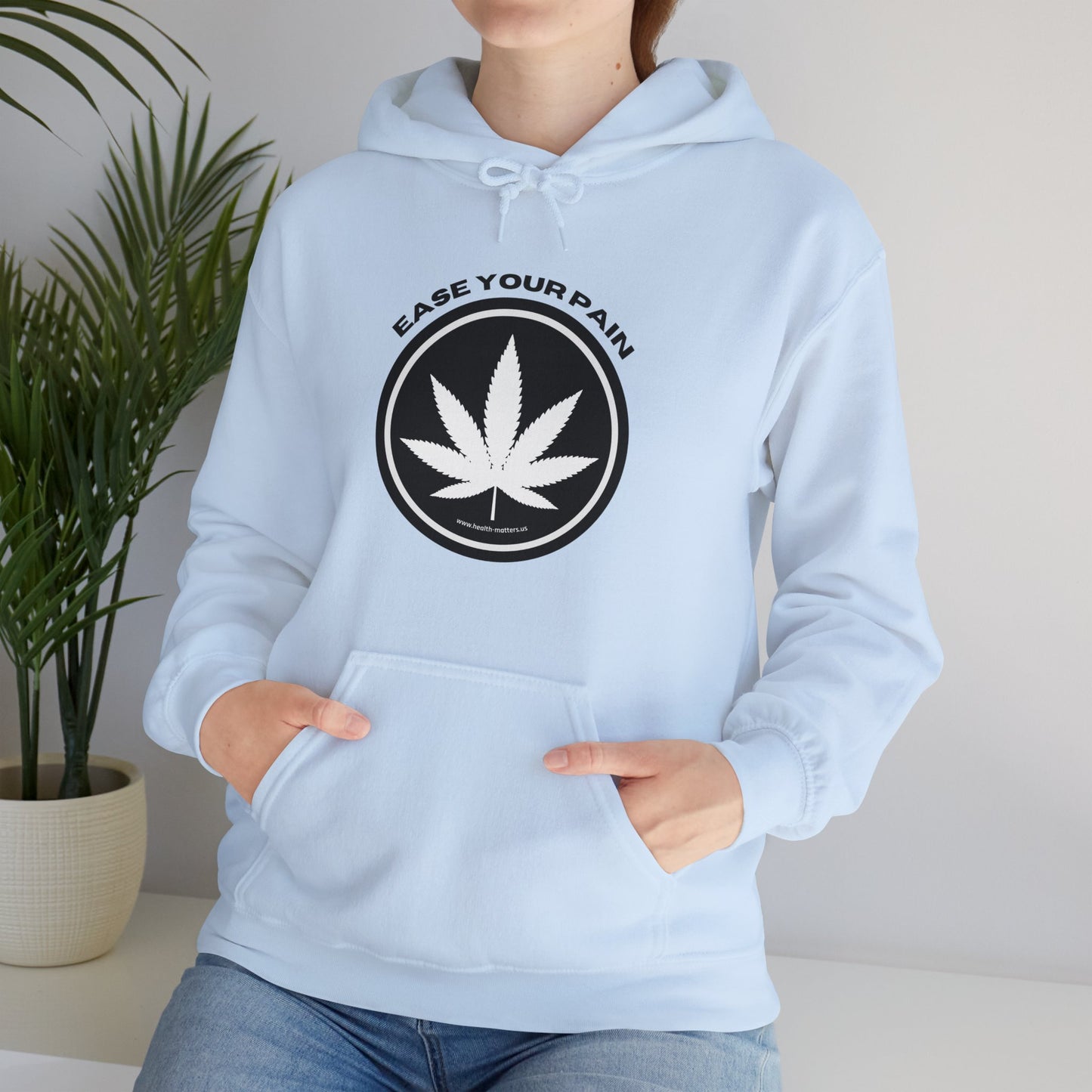 Health Matters Ease Your Pain THC Leaf Unisex Hooded Cannabis Sweatshirt