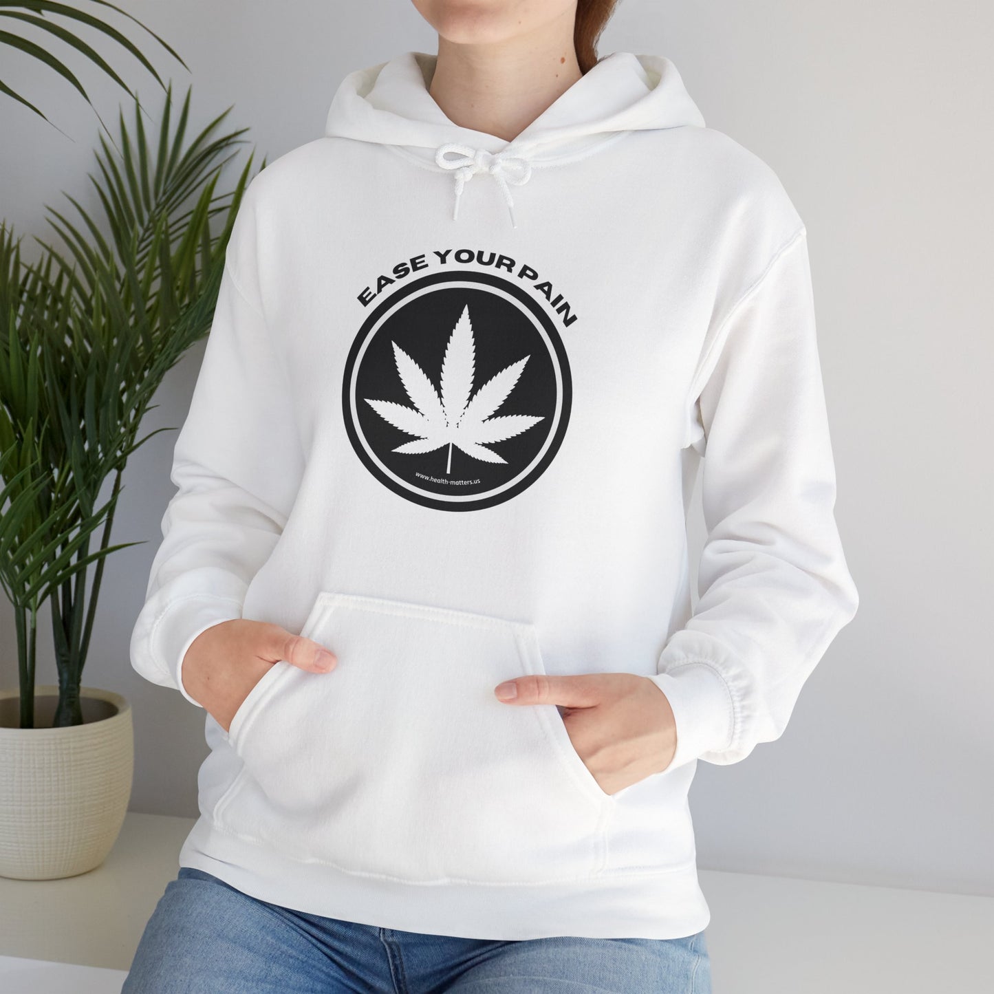 Health Matters Ease Your Pain THC Leaf Unisex Hooded Cannabis Sweatshirt