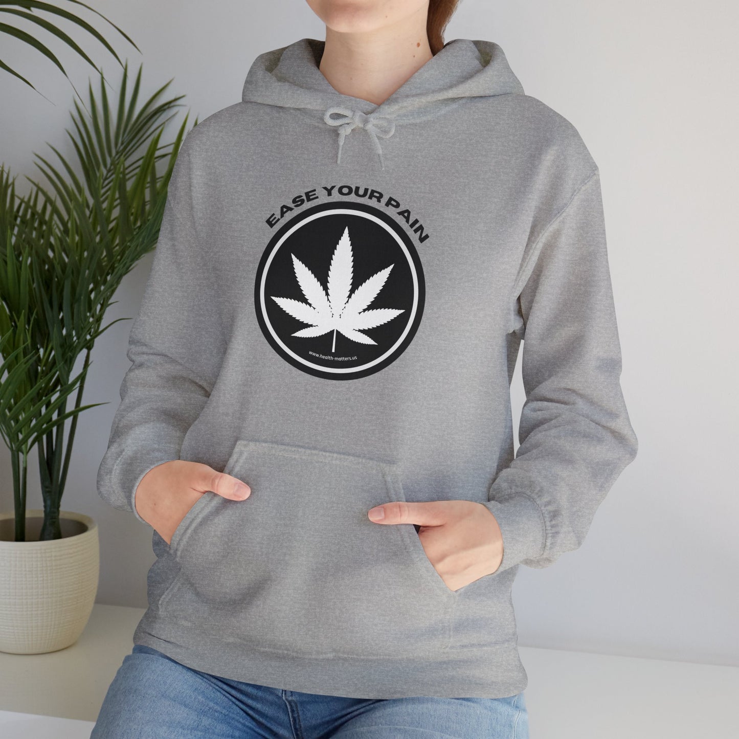 Health Matters Ease Your Pain THC Leaf Unisex Hooded Cannabis Sweatshirt