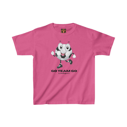 Health Matters Soccer Ball Guy "GO TEAM GO" Kids Heavy Cotton™ Tee