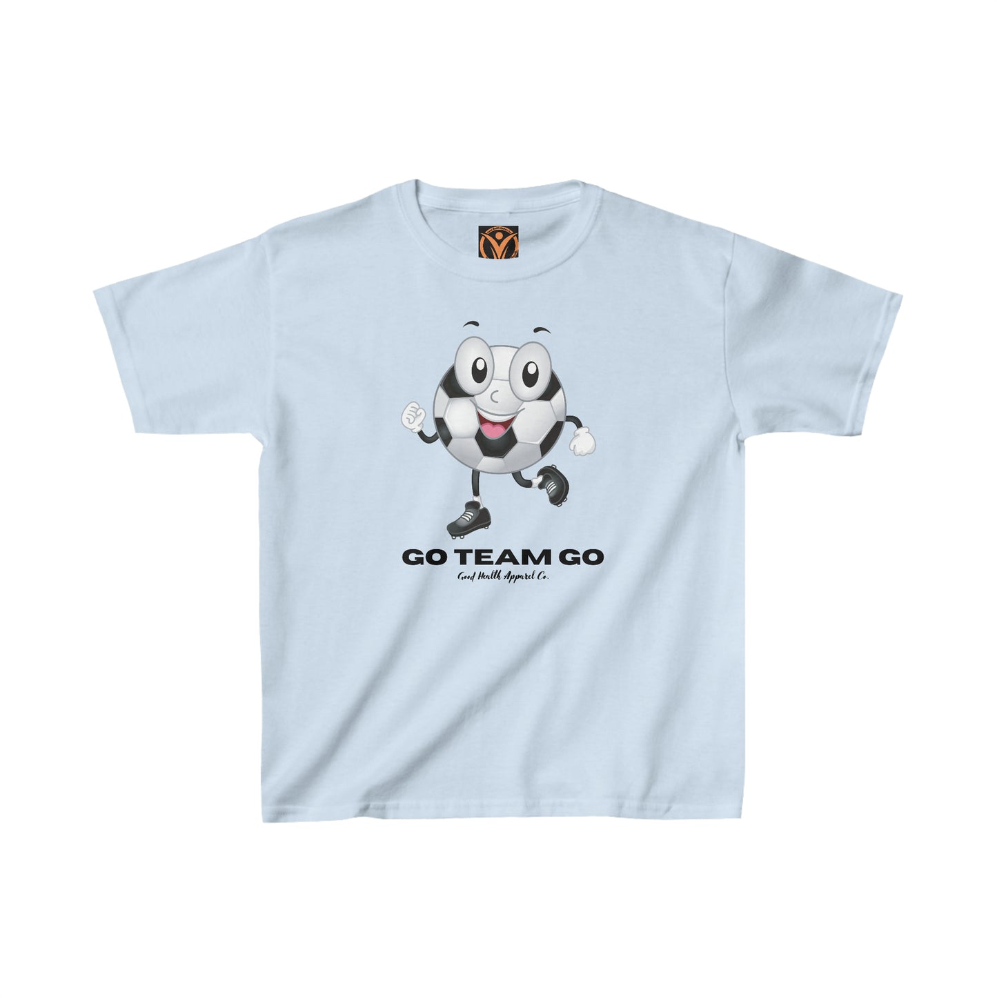 Health Matters Soccer Ball Guy "GO TEAM GO" Kids Heavy Cotton™ Tee