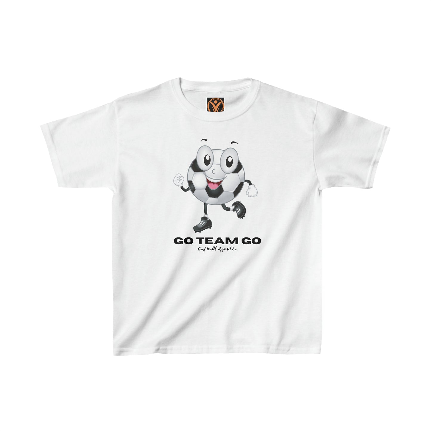 Health Matters Soccer Ball Guy "GO TEAM GO" Kids Heavy Cotton™ Tee