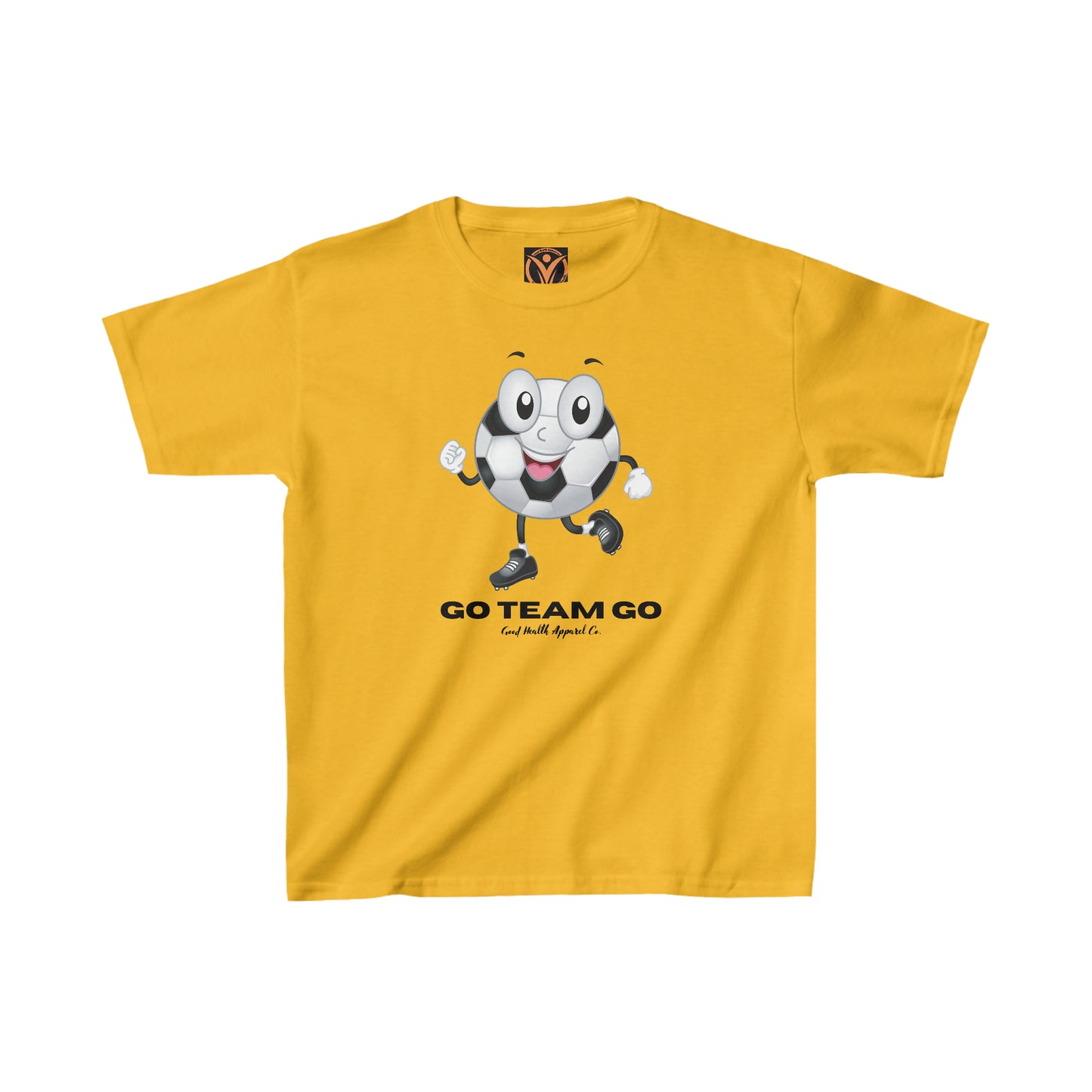 Health Matters Soccer Ball Guy "GO TEAM GO" Kids Heavy Cotton™ Tee