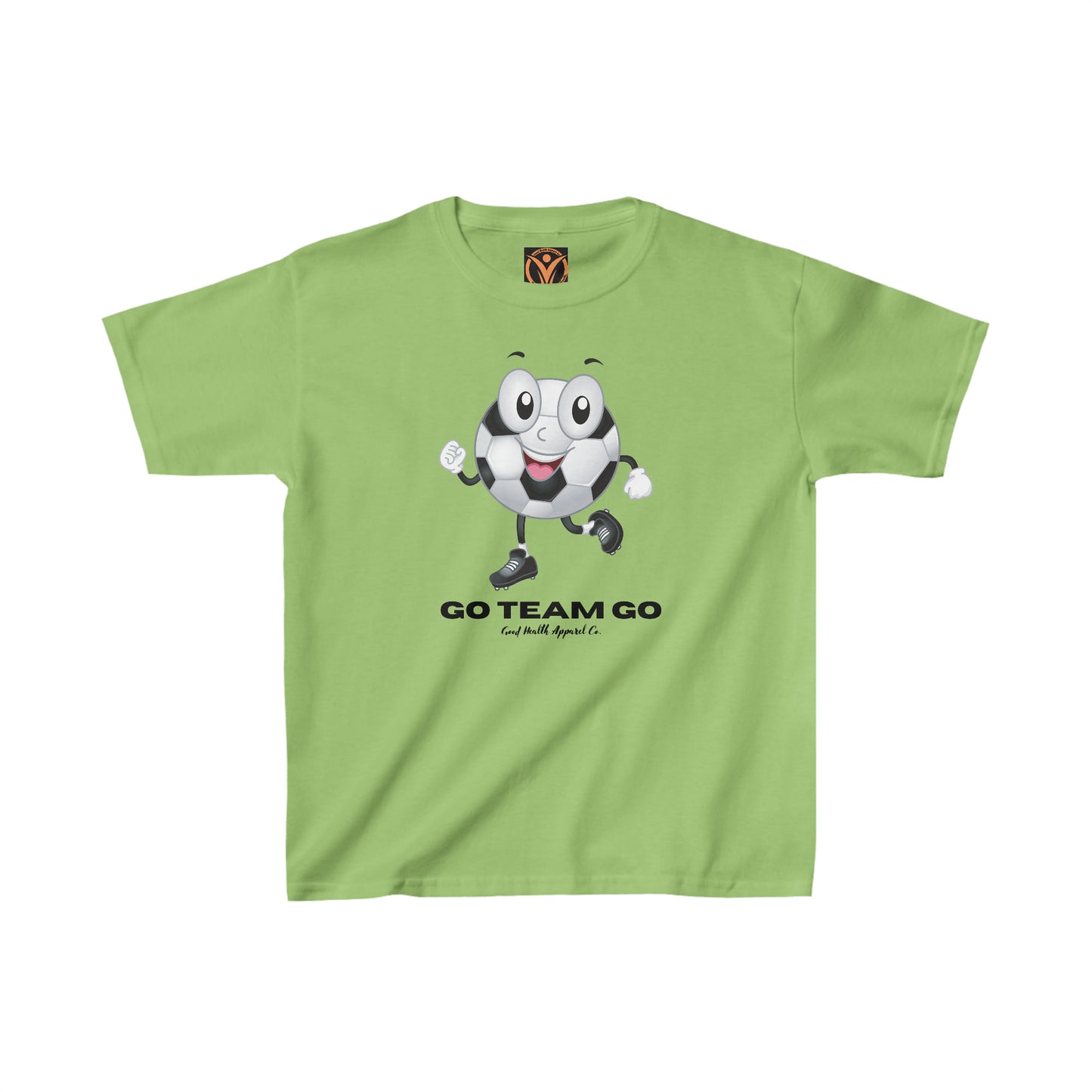 Health Matters Soccer Ball Guy "GO TEAM GO" Kids Heavy Cotton™ Tee