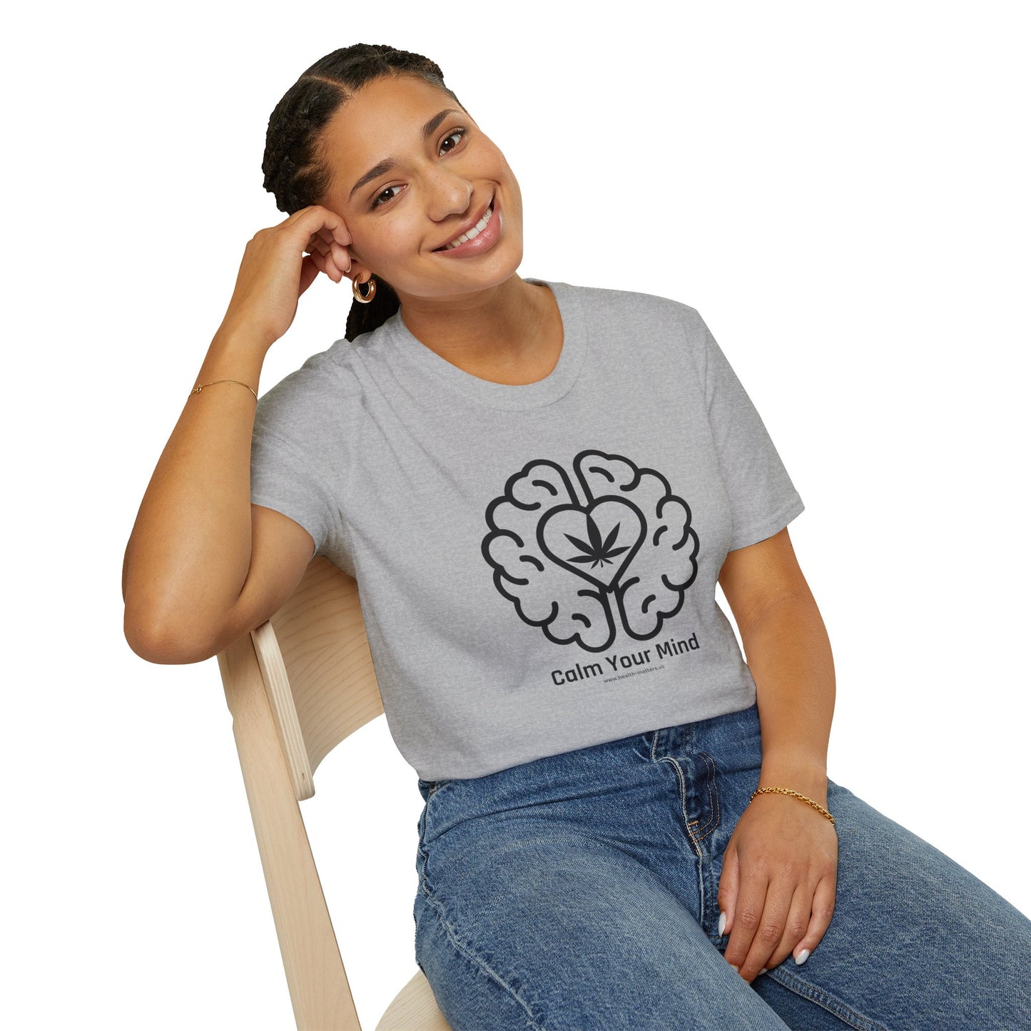 Health Matters Calm Your Mind THC Leaf Unisex Soft T-Shirt Cannabis Collectibles